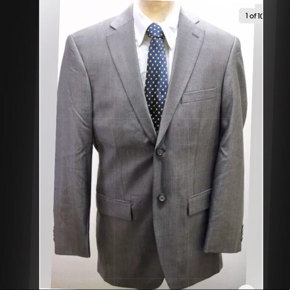 NWOT Jhane Barnes Men Blazer Wool Silk Gray Fitted 36R Lined 2 Buttons Sports